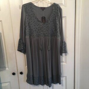 Artesia Blue Dress with Lace Details & Tassels